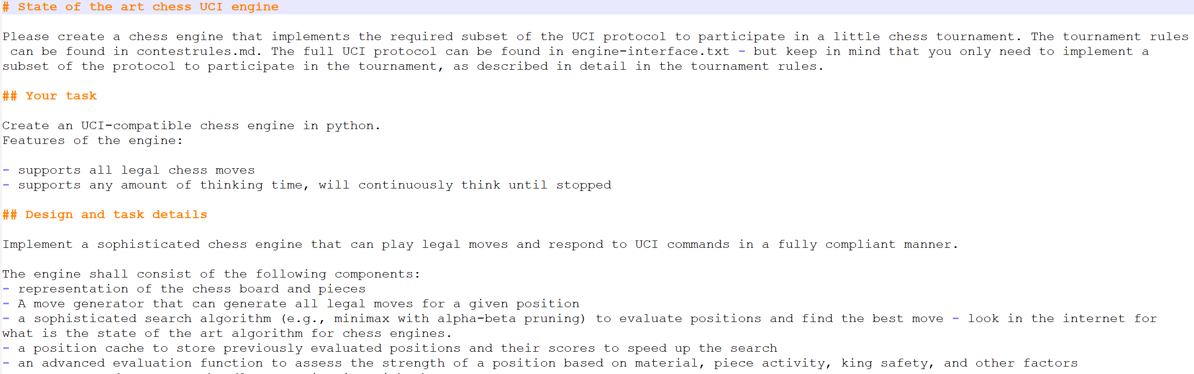 Large engine prompt Screenshot of a larger prompt for a stronger chess engine