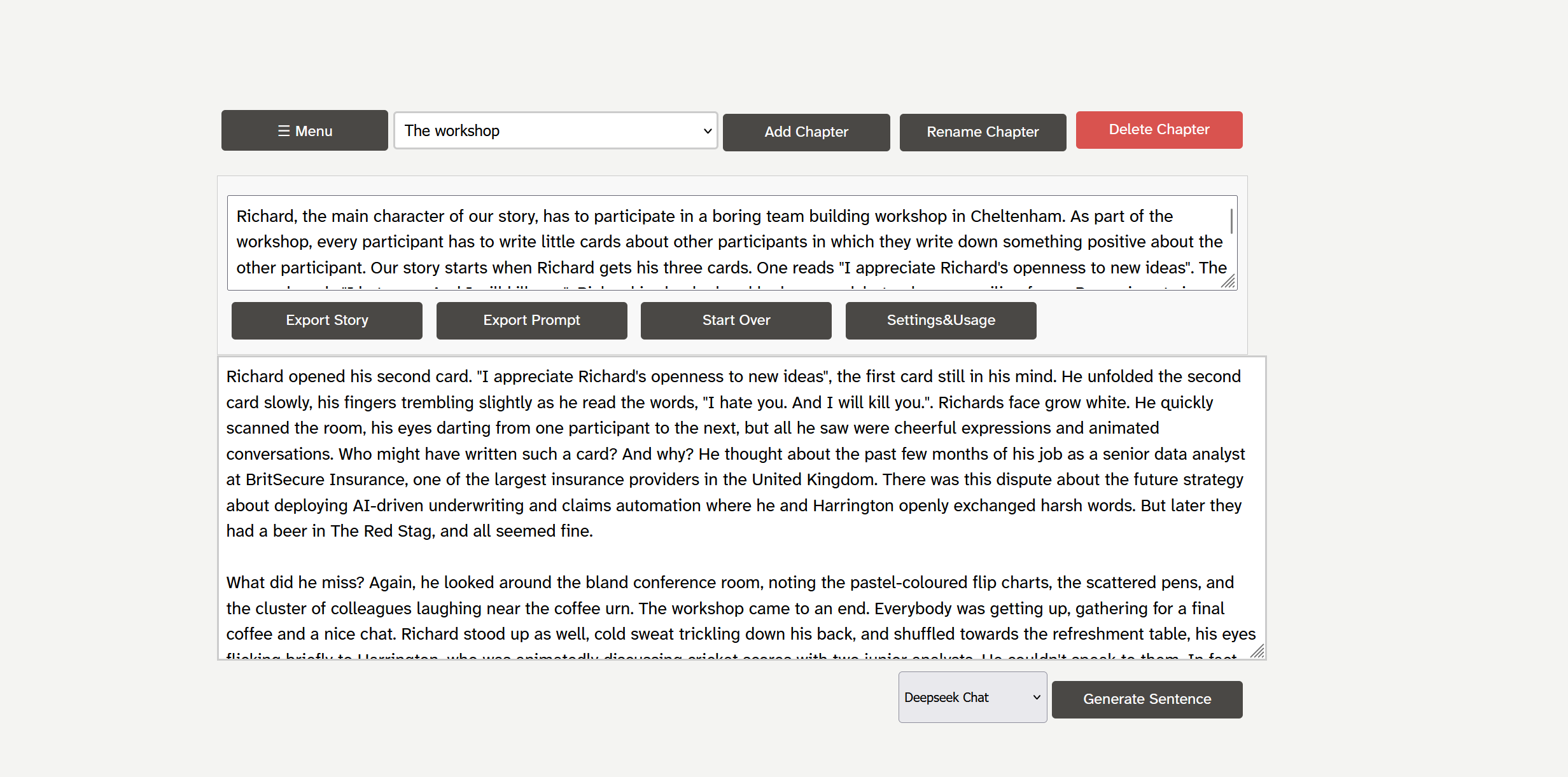 Screenshot of the old app