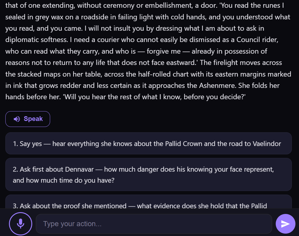 Answers screen from the interactive AI story app